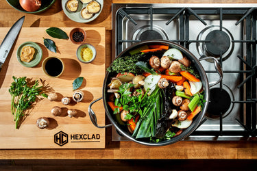 Umami Vegetable Broth Ingredients in a 12qt Stock Pot