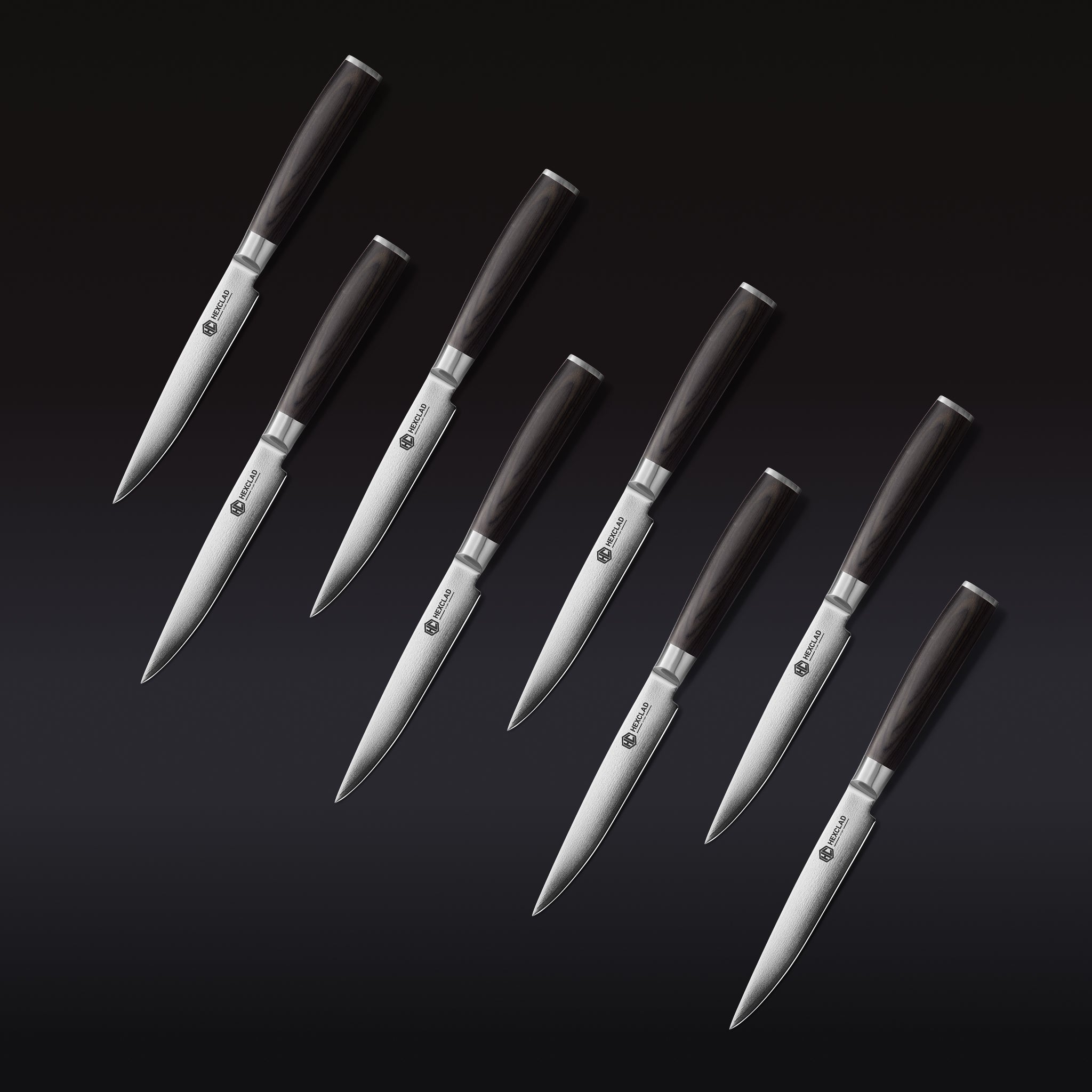 Damascus Steel Steak Knife Set, 8-pc (Espresso) | HexClad