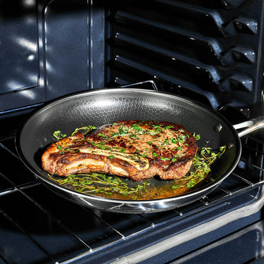 Cooking a steak in the HexClad 12