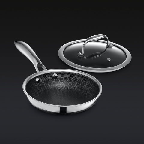 Hexclad 12 Inch Hybrid Stainless Steel Frying Pan And Glass
