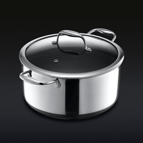 HexClad 10 Quart Hybrid Nonstick Saucepan and Lid, Dishwasher and