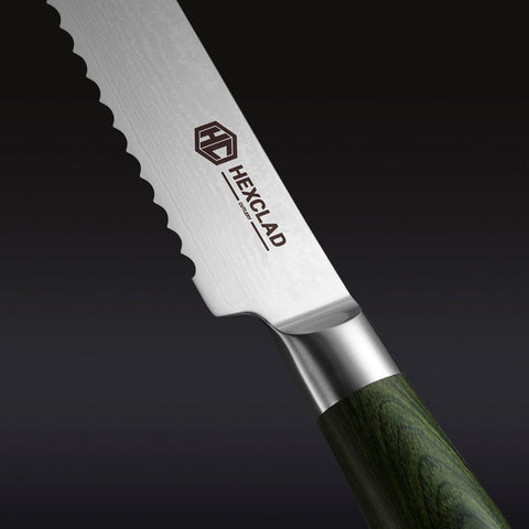 Bread Knife 8 inch by Oxford Chef - Best Quality Serrated Damascus
