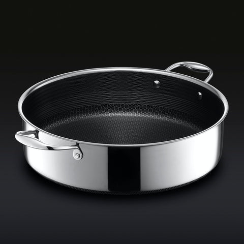 HexClad 7 Quart Hybrid Deep Saut Pan Fryer with Lid, Size: 14, Black