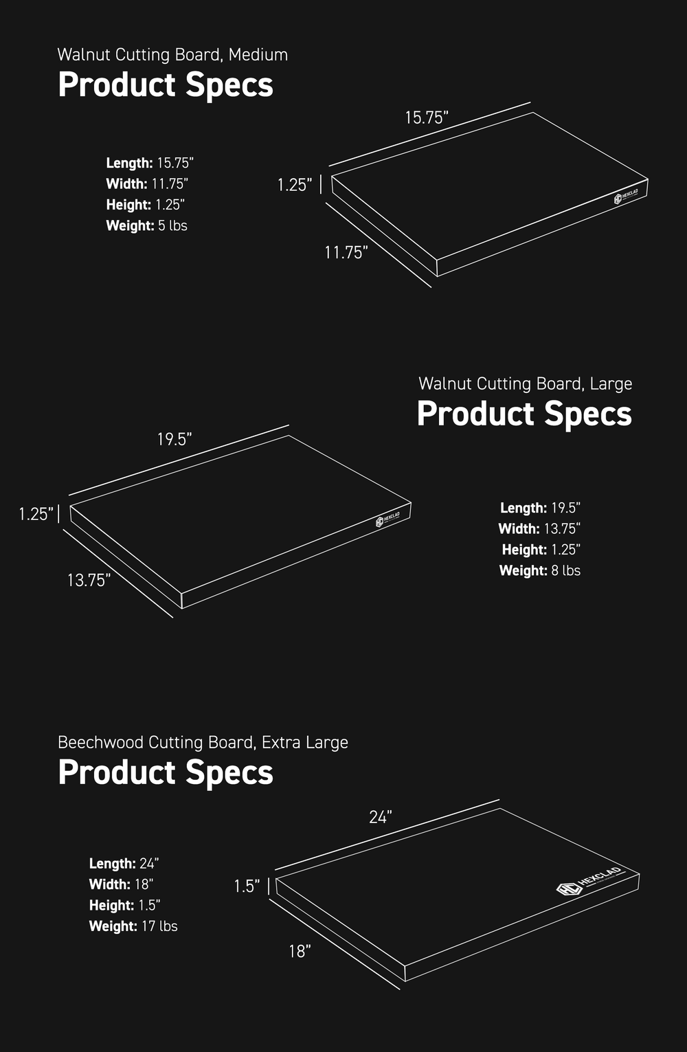 Product Spec dimensions