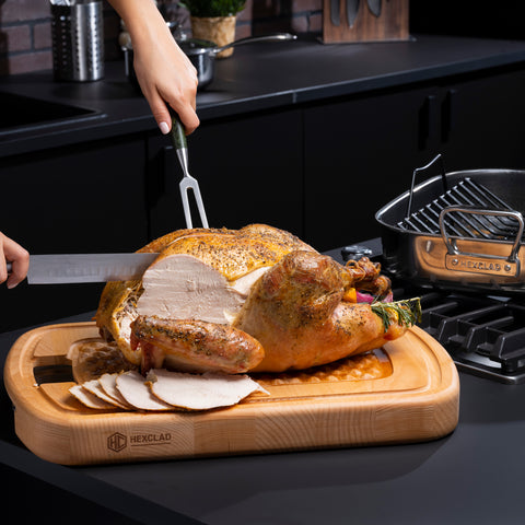 HexClad Hybrid Roasting Pan 16 13/16 inch by 14 1/2 inch Non-Stick Induction Compatible Stainless Steel Multi Use Turkey Roaster