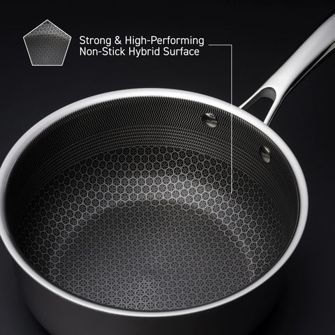 HexClad Nonstick 3 Quart Hybrid Pot Saucepan with Glass Lid, Size: 15.5 x 3.88 x 8.5, Black