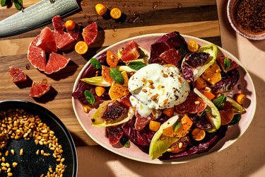 Winter Citrus and Burrata Salad with Candied Pine Nuts