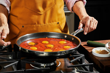 Eggs and tomato suace in 12 in frying pan