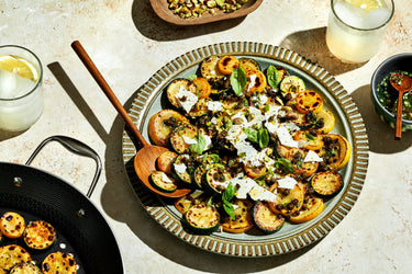 Warm Grilled Zucchini, Feta, & Basil Salad