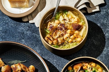 Lemony Parmesan & Chickpea Soup with Escarole