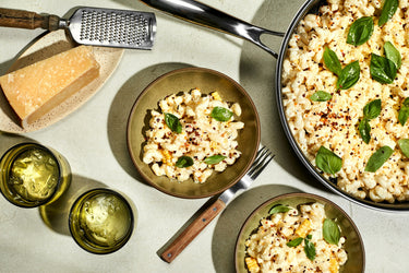 One Pot Ricotta Pasta with Corn, Lemon, & Basil