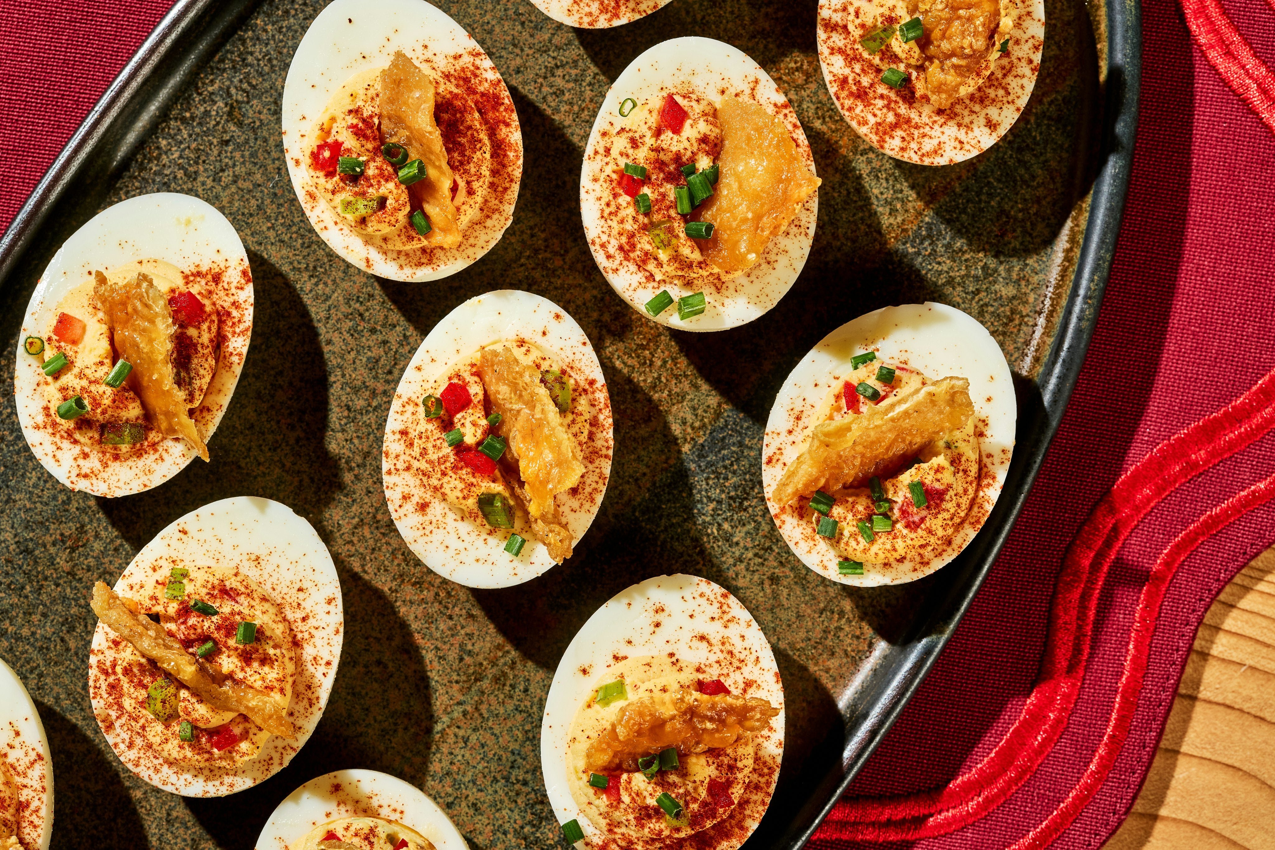 Deviled Eggs with Crispy Chicken Skin