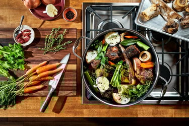 Bone Broth Ingredients in 12qt Stock Pot