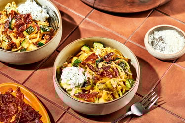 Zucchini Carbonara With Herbed Ricotta