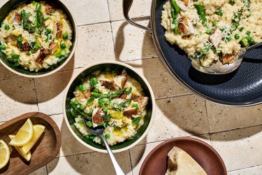 Leftover Chicken & Spring Veg Risotto in a HexClad 4.5 Deep Saute Pan