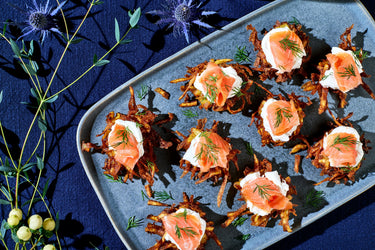 Hawaij Latke with Labneh & Gravlax