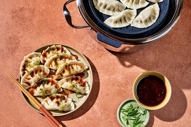 Pork & Chive Dumplings with Black Vinegar Soy Sauce