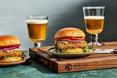 Crispy Paneer Burger with Cilantro Chutney Mayo