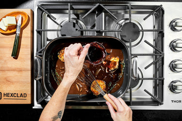 Deglazing in a HexClad Small Roasting Pan