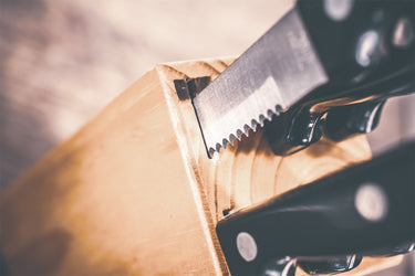 clean knife block with HexClad knives