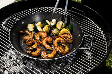 grill pan with shrimp and squash