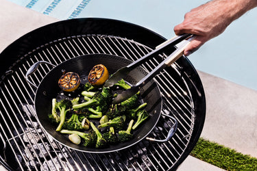 grill pan for vegetables on a charcoal grill