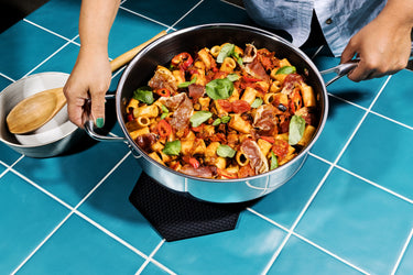 italian pasta sauce in a 12 inch HexClad saute pan