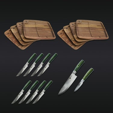 16pc Steak Knife and Bistecca Plate Set + 8" Chef