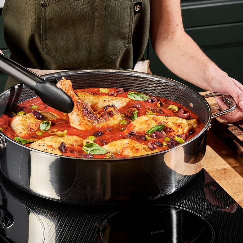 Hybrid Deep Sauté Pan with Lid, 10-QT