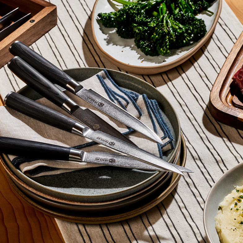 Damascus Steel Steak Knife Boxed Set, 6-pc (Espresso)