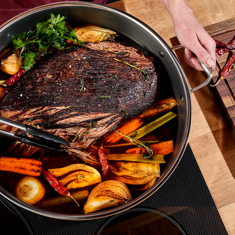 Hybrid Deep Sauté Pan with Lid, 10-QT