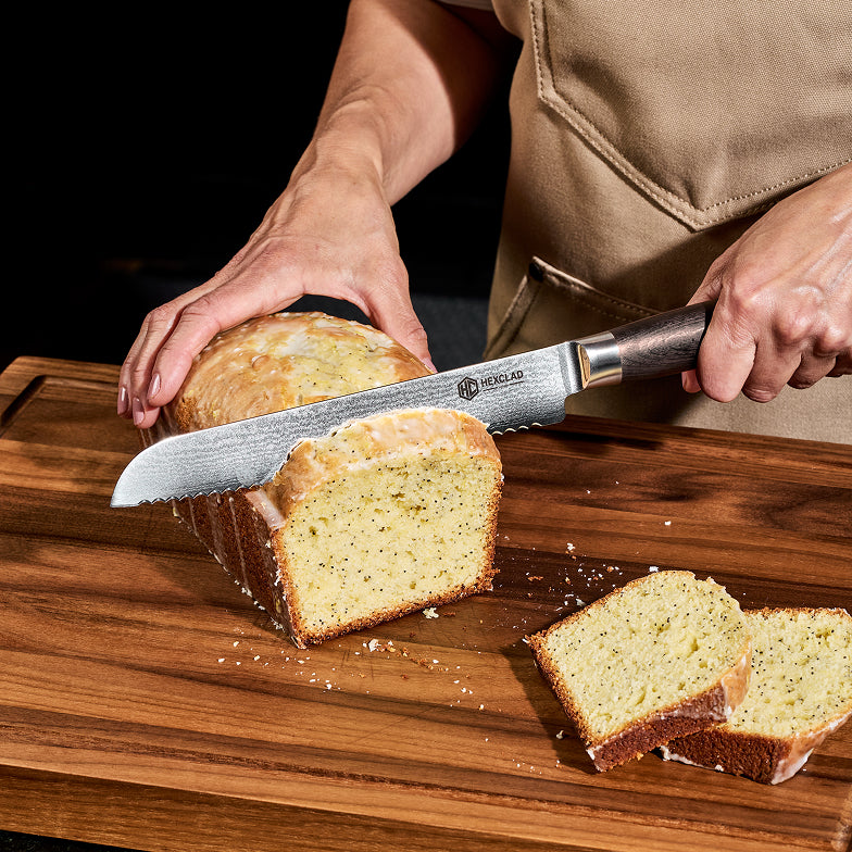 Damascus Steel Serrated Bread Knife, 8" (Espresso)