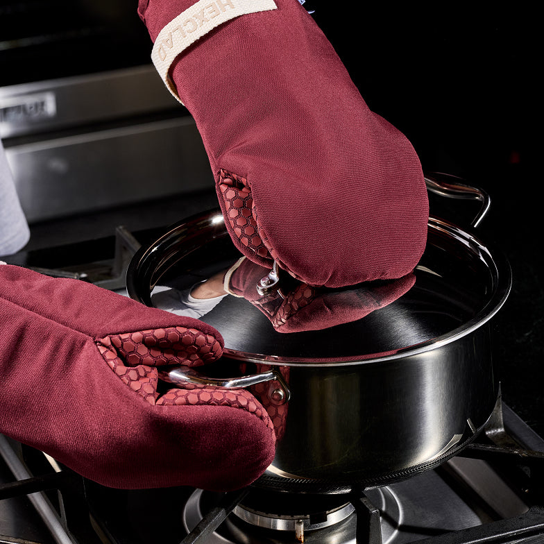 Eco Modern Oven Mitt Set - Crimson
