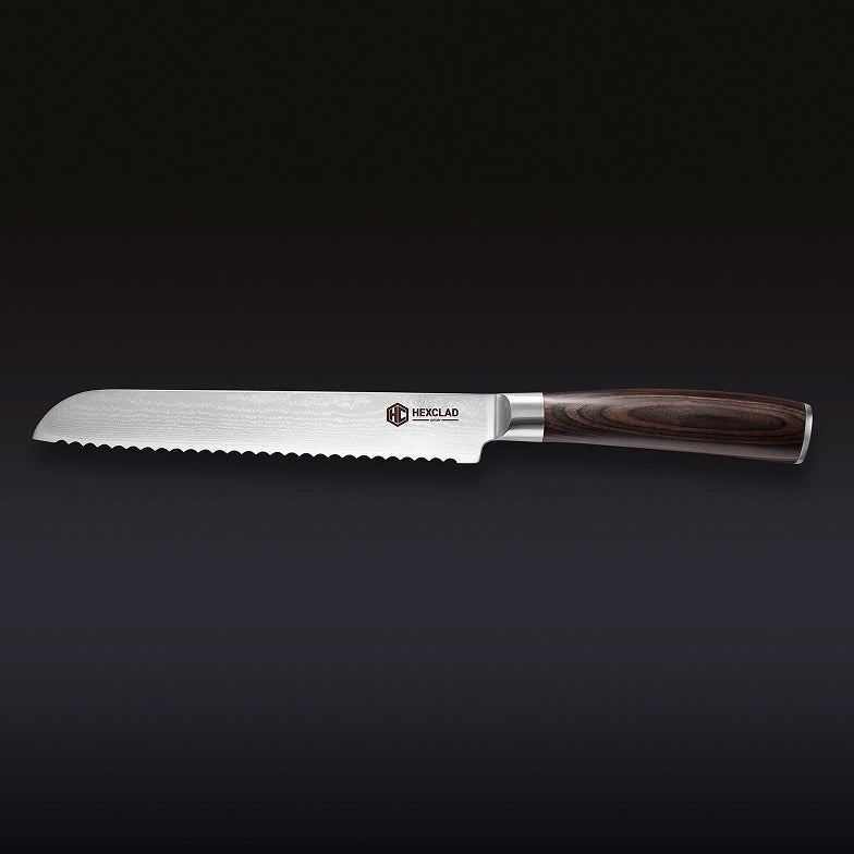 Damascus Steel Serrated Bread Knife, 8" (Espresso)