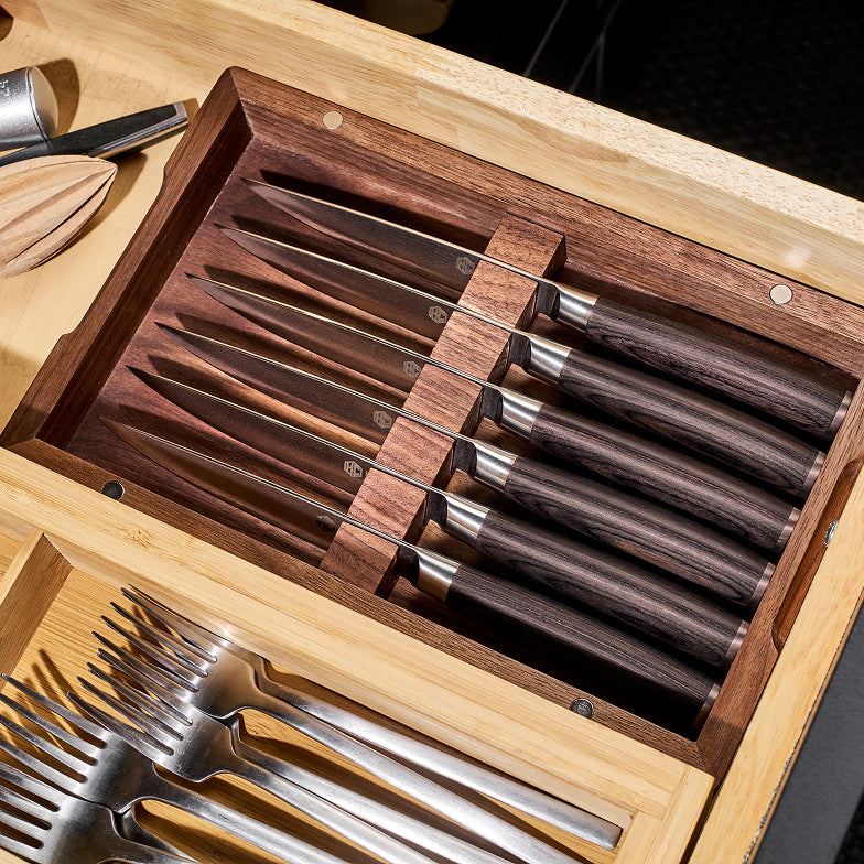 Damascus Steel Steak Knife Boxed Set, 6-pc (Espresso)