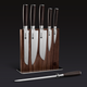 Damascus Steel Knife Set, 7-pc (Espresso)