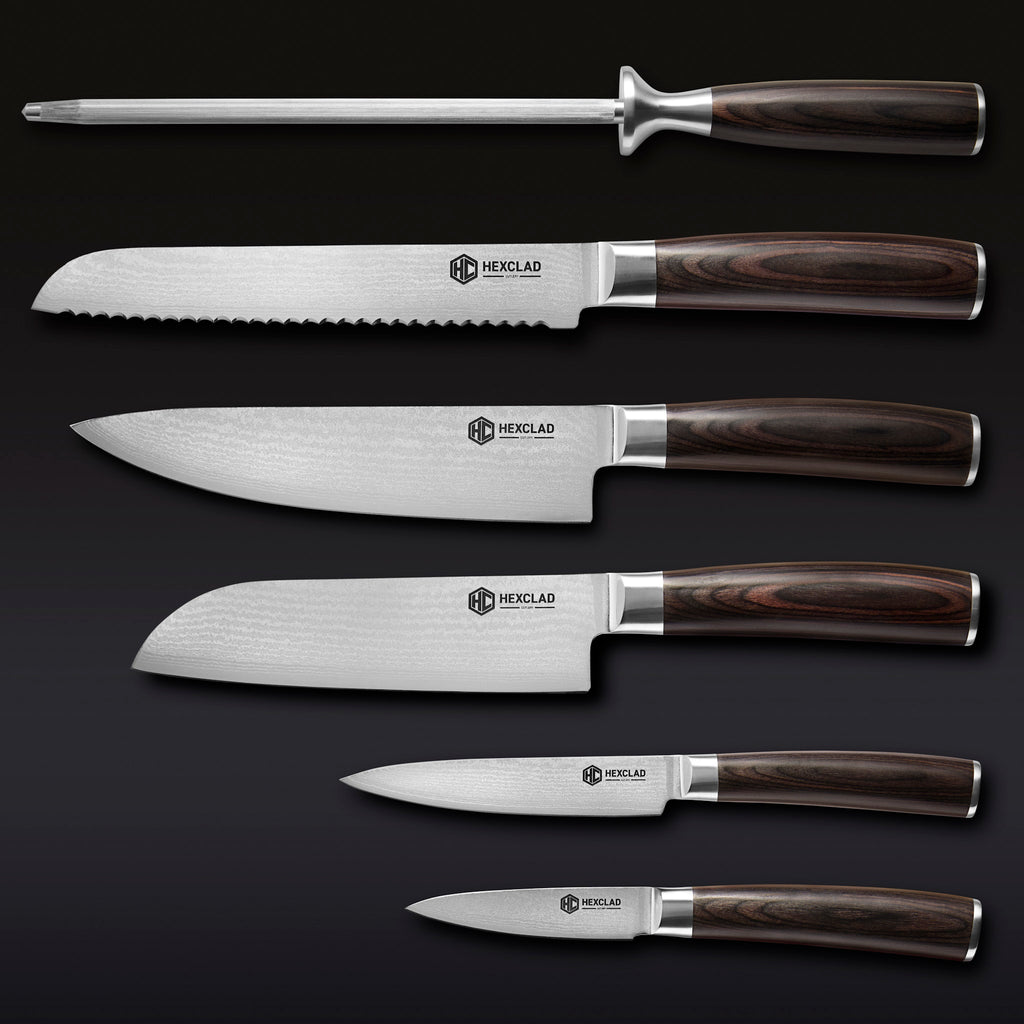 Damascus Steel Knife Set, 6-pc (Espresso) — Default Title