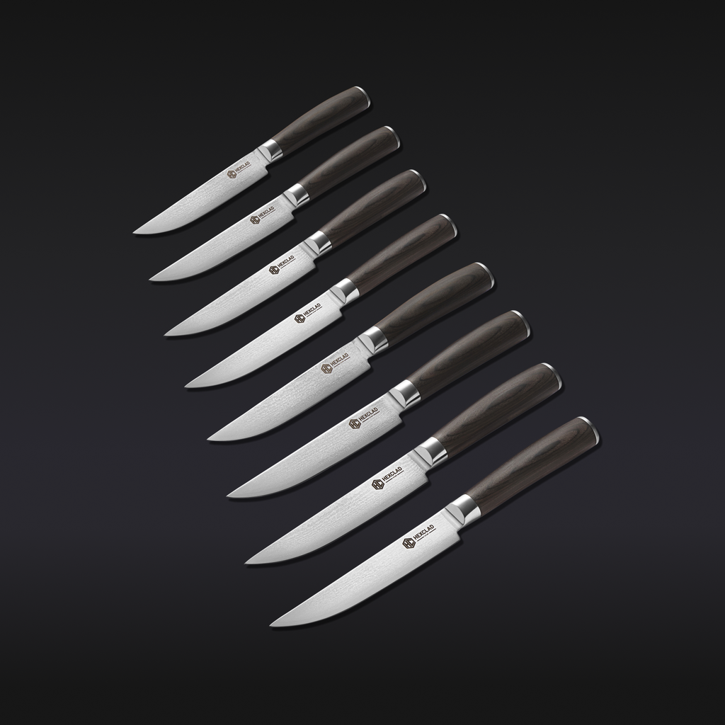 Damascus Steel Steak Knife Set, 8-pc (Espresso) — Default Title
