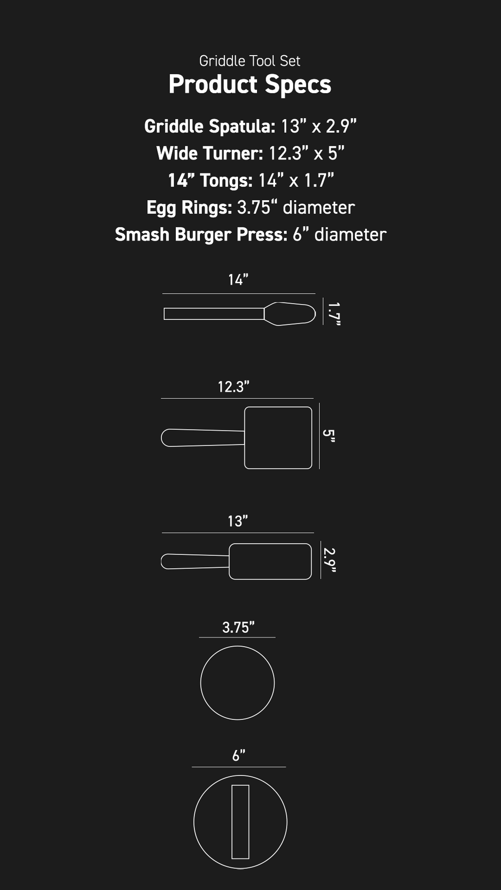 Product Spec dimensions