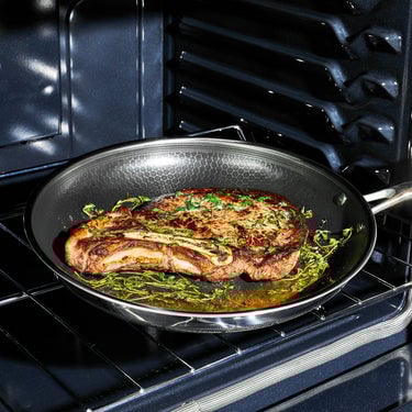 Cooking a steak in the HexClad 12