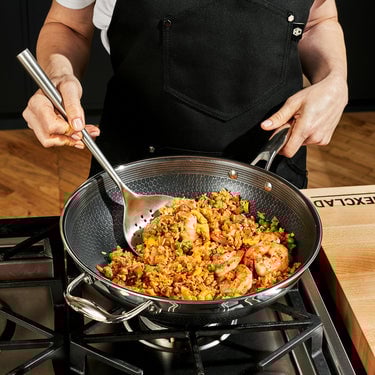 Fried rice being made in the HexClad 12