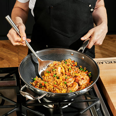 Fried rice being made in the HexClad 12