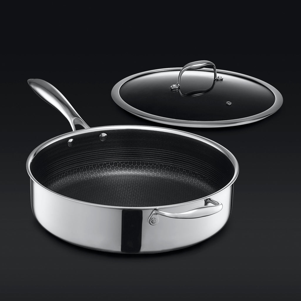 5.5QT Hybrid Deep Sauté Pan with Lid – HexClad Cookware