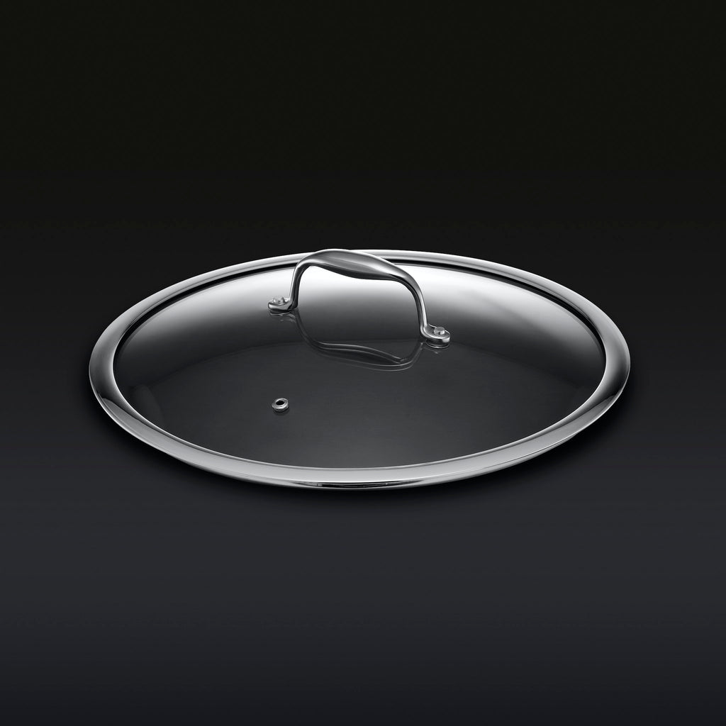 HexClad Tempered Glass Lid, 12-Inch Designed for HexClad Hybrid Cookware,  Steam Vented, Dishwasher Safe