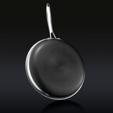 Underside of HexClad hybrid fry pan