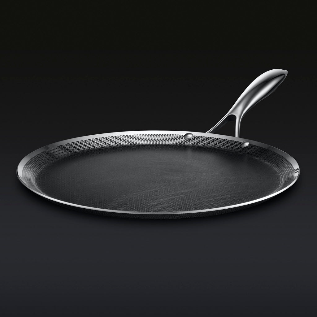 HexClad 12 inch Hybrid Stainless Steel Griddle Nonstick Fry Pan, Black and  Silver 