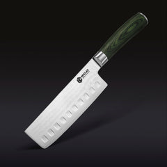 Damascus Steel Nakiri Knife, 6.5" (Green)