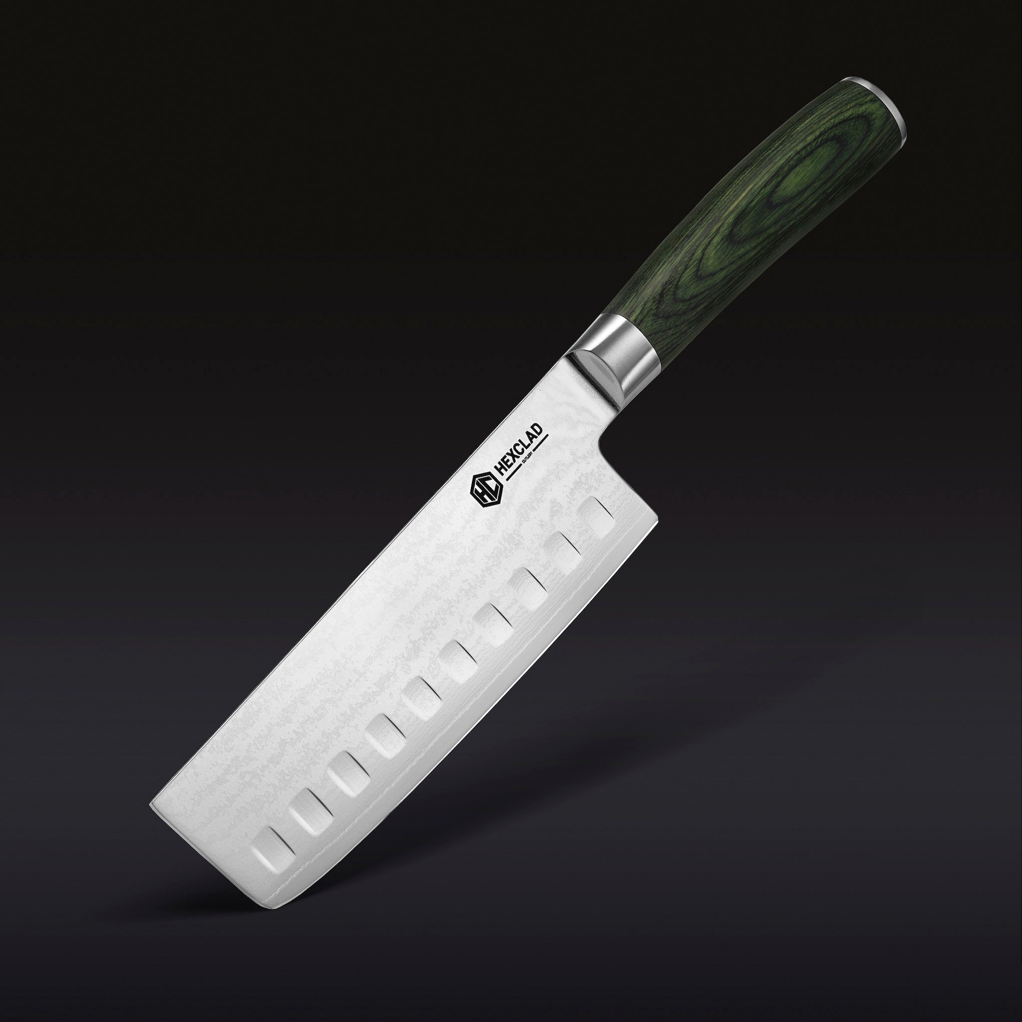 Damascus Steel 6 5 Nakiri Knife Hexclad Cookware Damascus Steel 6 5 Nakiri Knife Hexclad Cookware