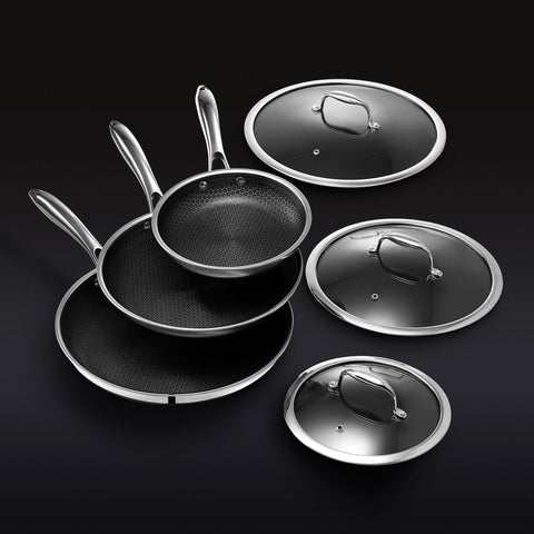 HexClad Fry Pan Set of 3 with Lids