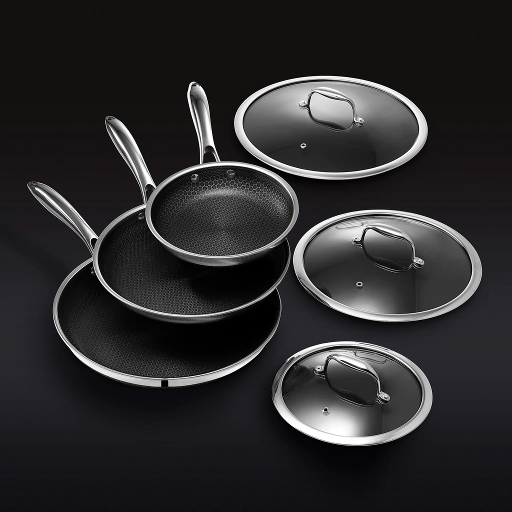 調理器具 hybrid hexclad 3set Hexclad_6Pc_Pans_Lids-and-Pan-